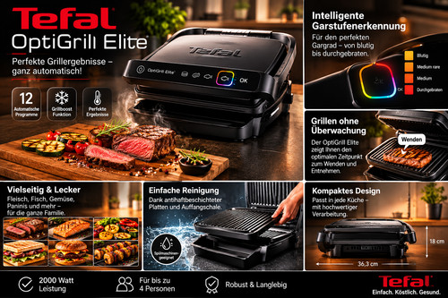 Tefal gc7508 optigrill - tefal, elite